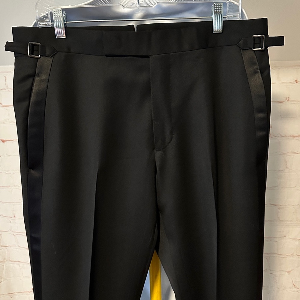 Tom Ford Tuxedo Pants Black Wool Flat Front Formal Sz 34x32 - Picture 3 of 13